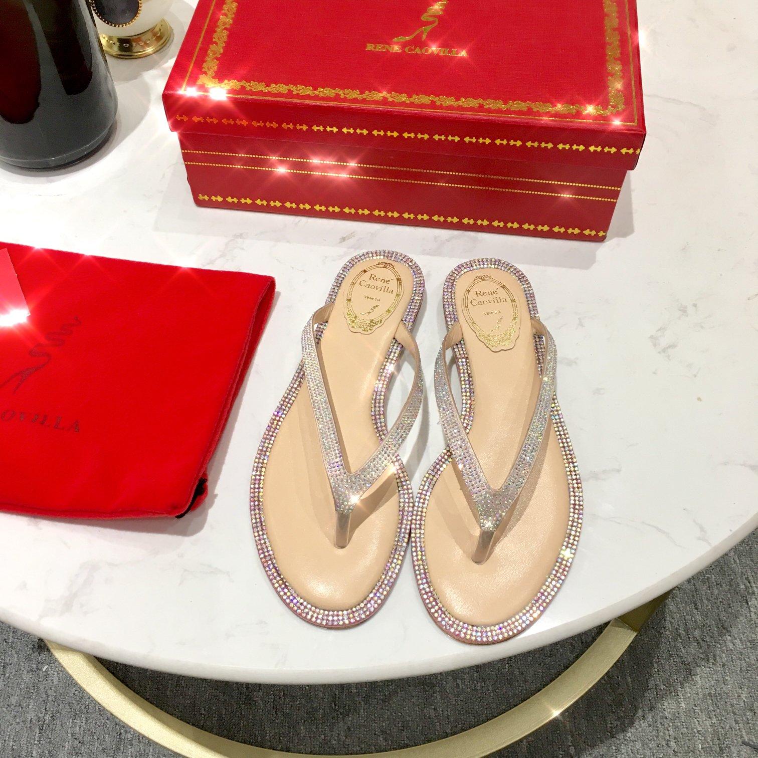 Rene Caovilla Diana Crystal Beige Flip-Flop 10 - DopestKickz