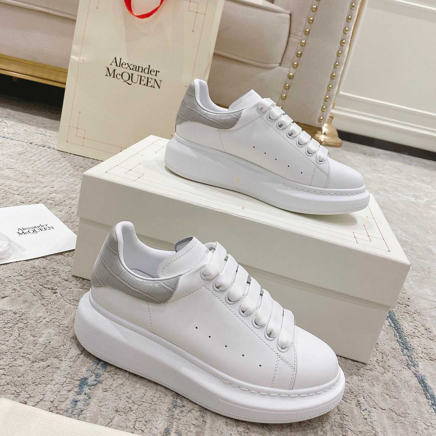 Alexander Mqueen Oversized Sneaker In White/Grey - DopestKickz