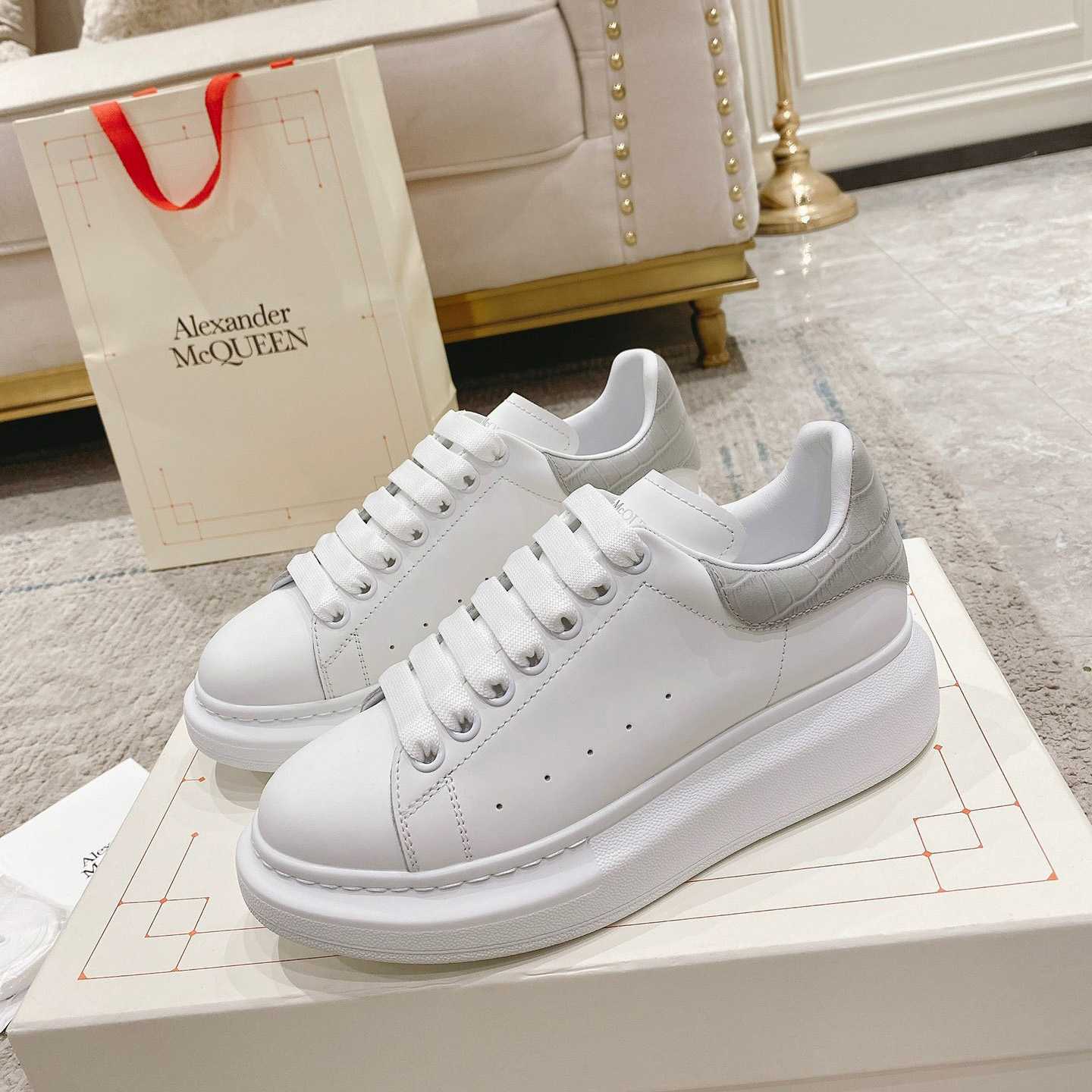 Alexander Mqueen Oversized Sneaker In White/Grey - DopestKickz