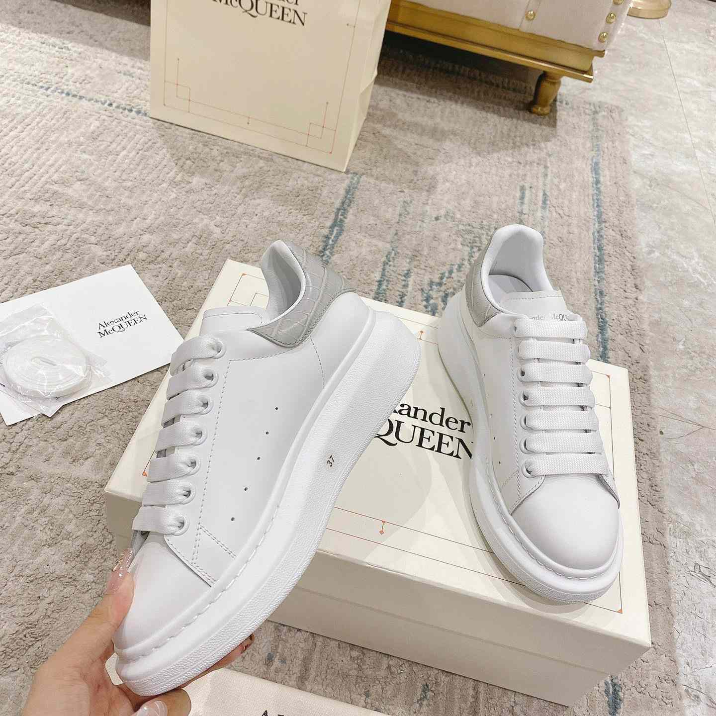 Alexander Mqueen Oversized Sneaker In White/Grey - DopestKickz
