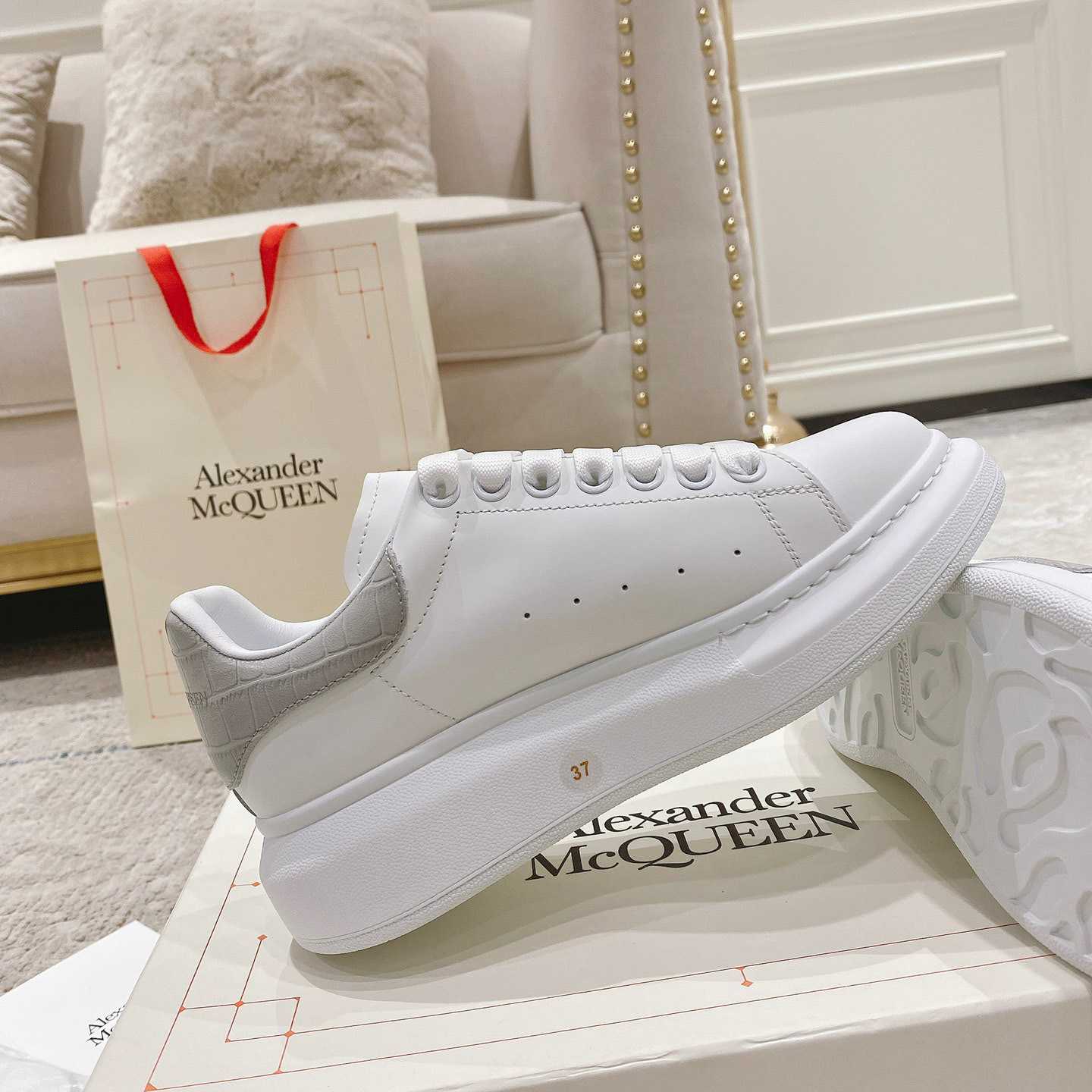 Alexander Mqueen Oversized Sneaker In White/Grey - DopestKickz