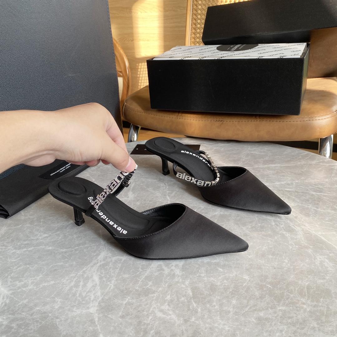 Alexander Wang Delphine 65 Logo Strap Mule In Viscose - DopestKickz