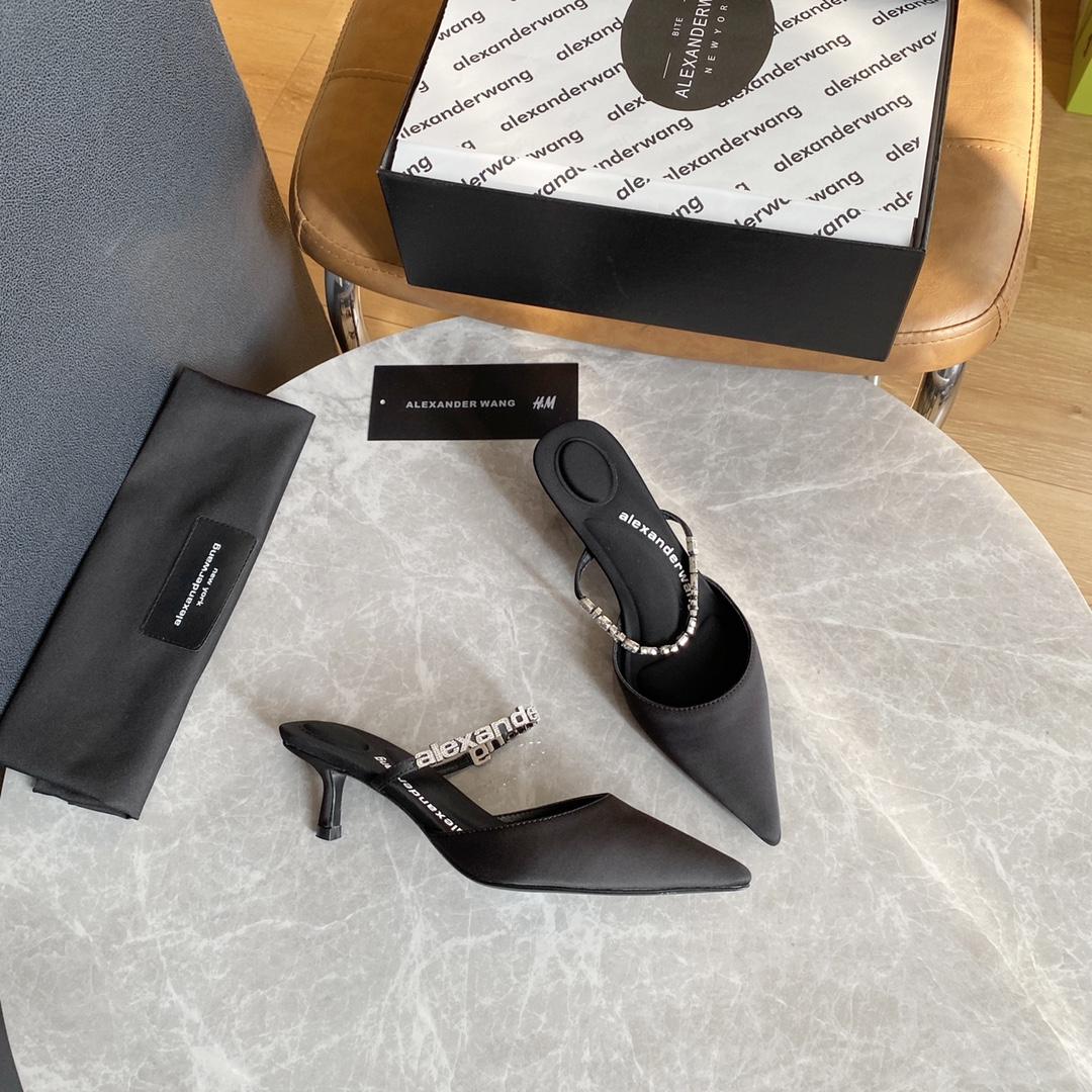 Alexander Wang Delphine 65 Logo Strap Mule In Viscose - DopestKickz