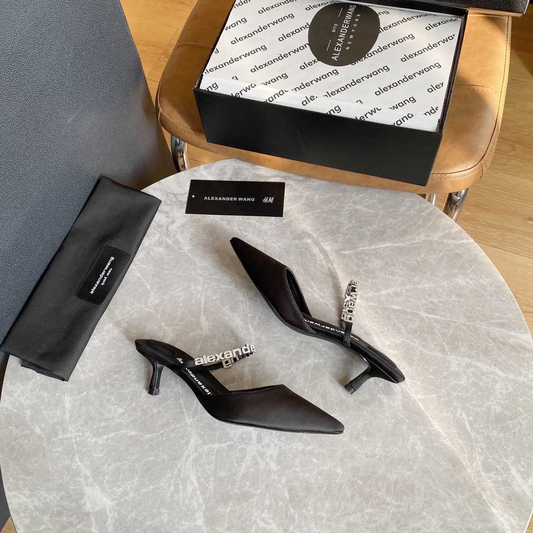 Alexander Wang Delphine 65 Logo Strap Mule In Viscose - DopestKickz