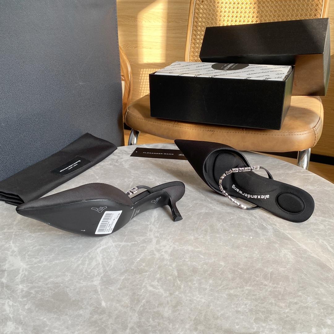 Alexander Wang Delphine 65 Logo Strap Mule In Viscose - DopestKickz