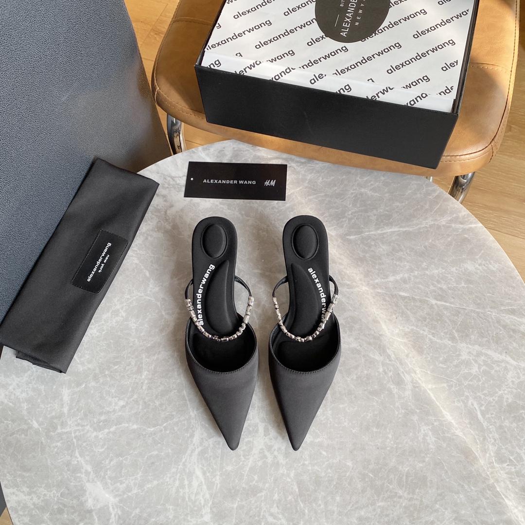 Alexander Wang Delphine 65 Logo Strap Mule In Viscose - DopestKickz