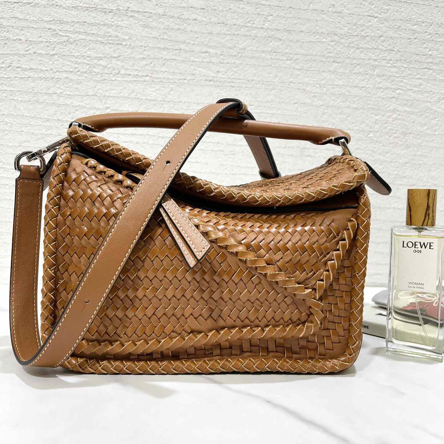 Loewe Women's Brown Puzzle Woven Small Bag(24*16.5*10cm) - DopestKickz