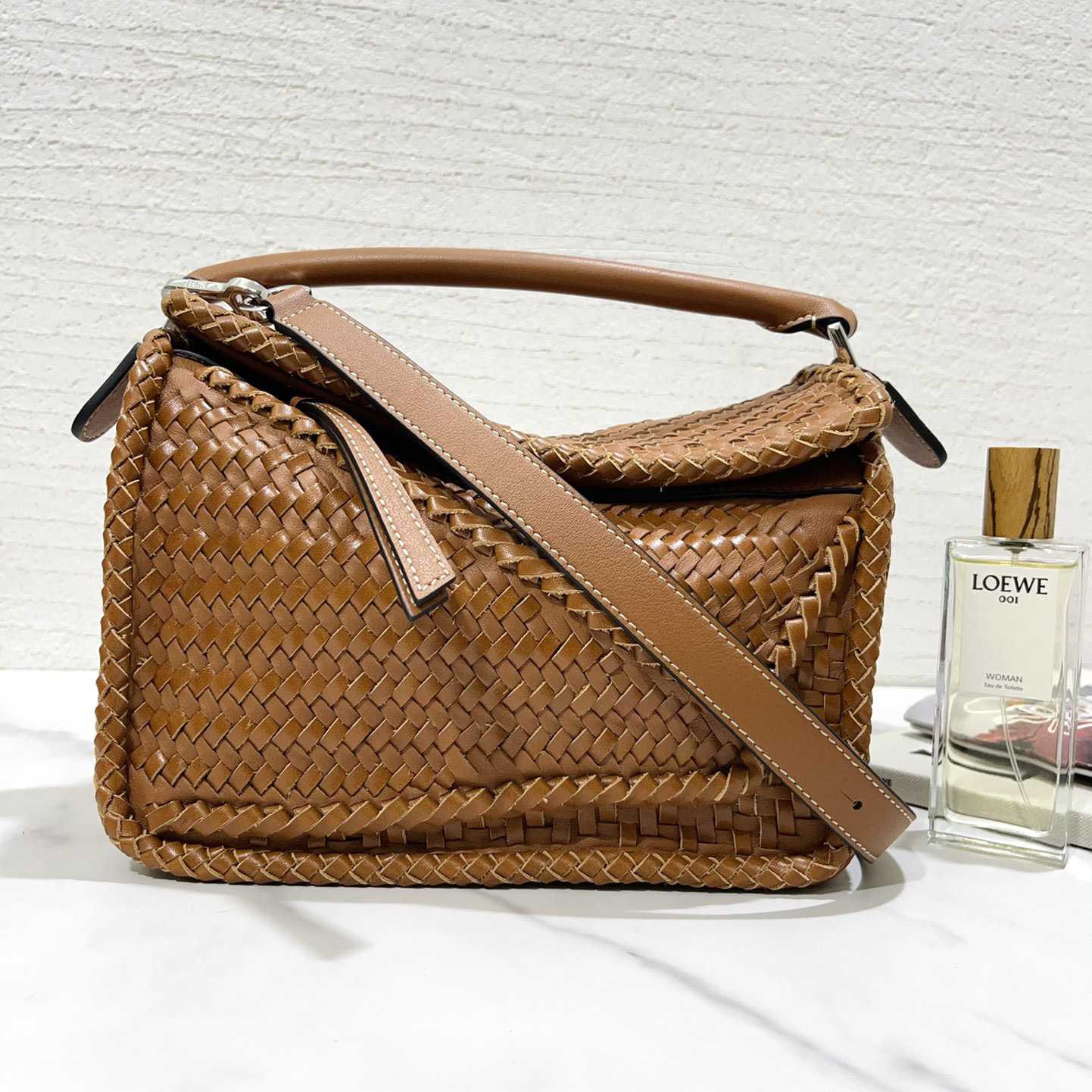 Loewe Women's Brown Puzzle Woven Small Bag(24*16.5*10cm) - DopestKickz