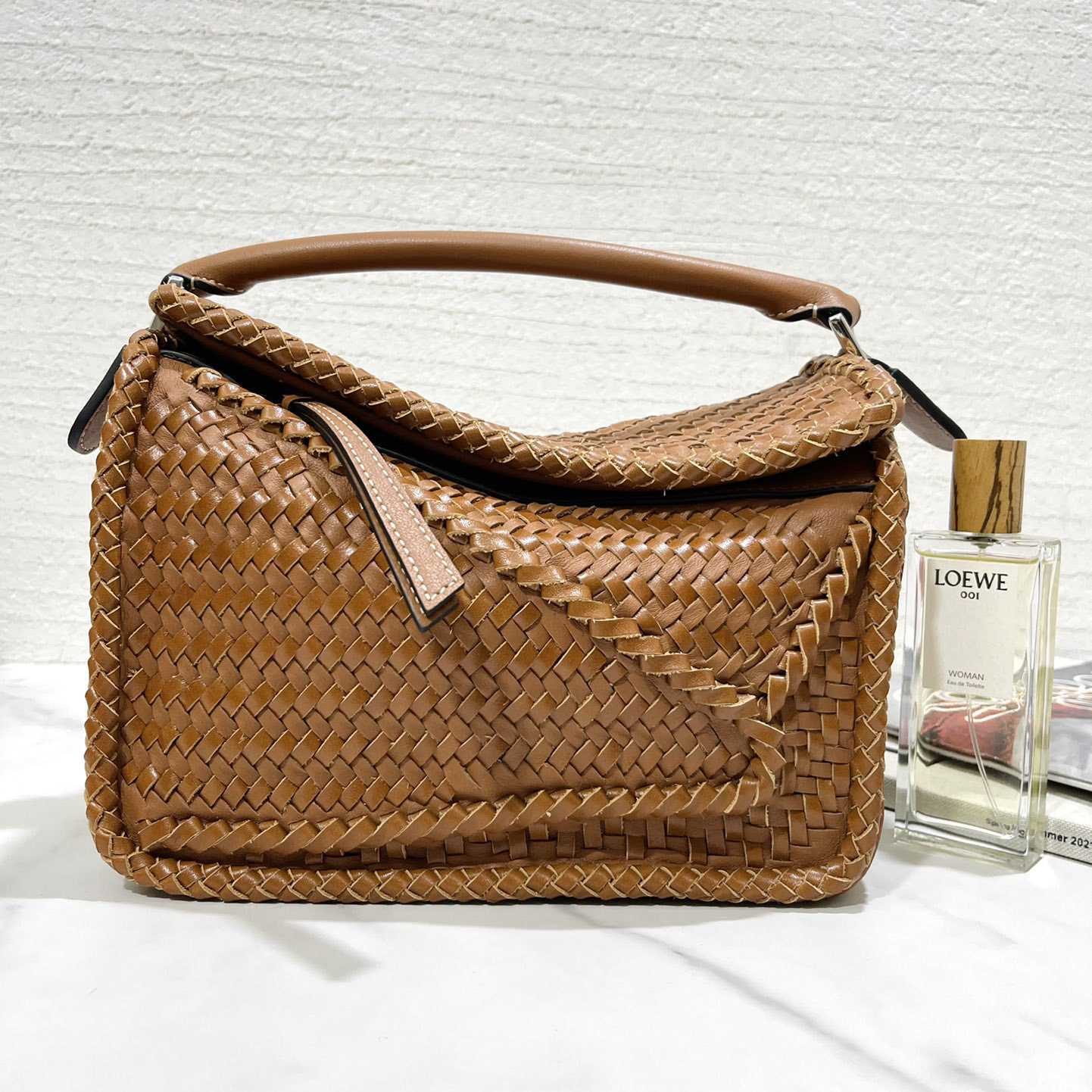 Loewe Women's Brown Puzzle Woven Small Bag(24*16.5*10cm) - DopestKickz