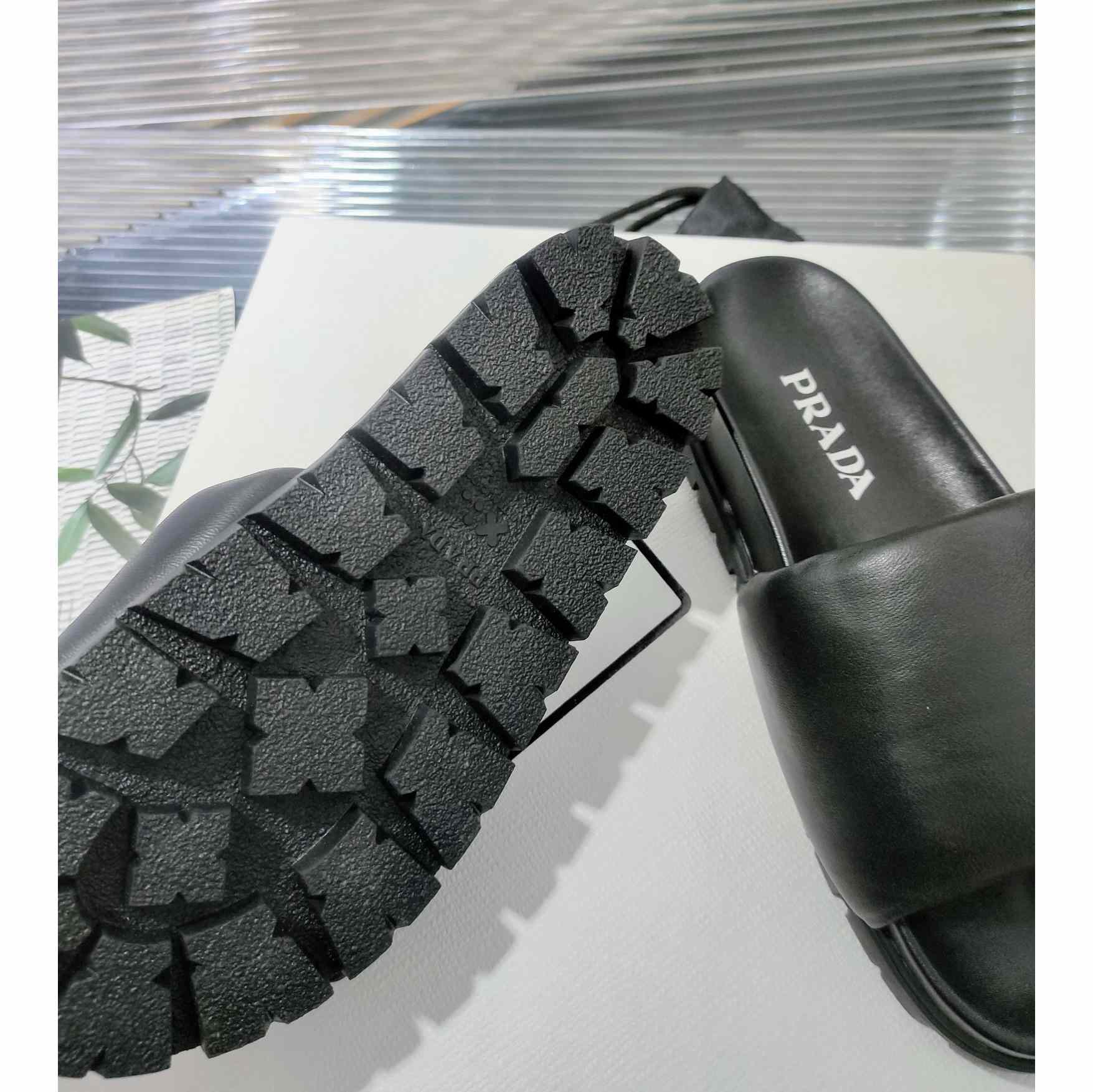 Prada Soft Padded Nappa Leather Slides - DopestKickz