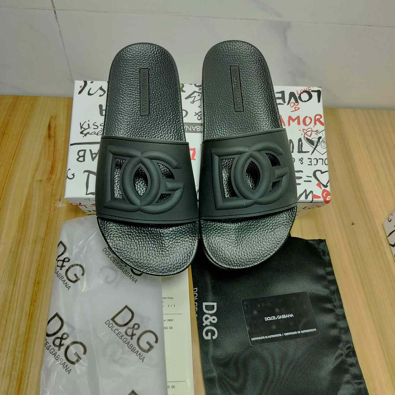 Dolce & Gabbana Rubber Beachwear Slides With DG Millennials Logo - DopestKickz