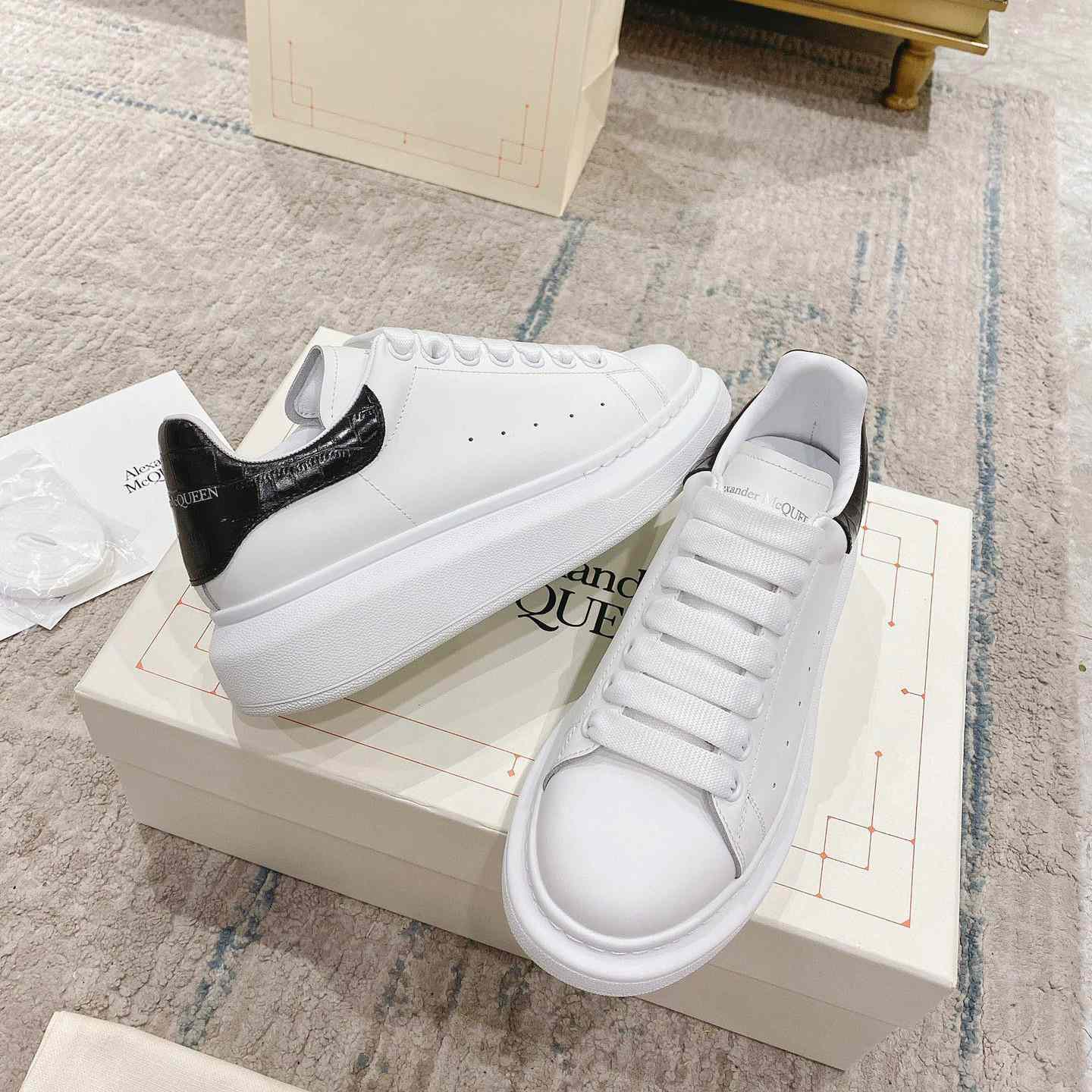 Alexander Mqueen Oversized Sneaker In White/Black - DopestKickz