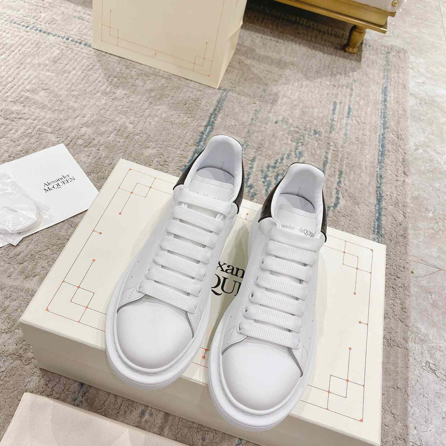 Alexander Mqueen Oversized Sneaker In White/Black - DopestKickz