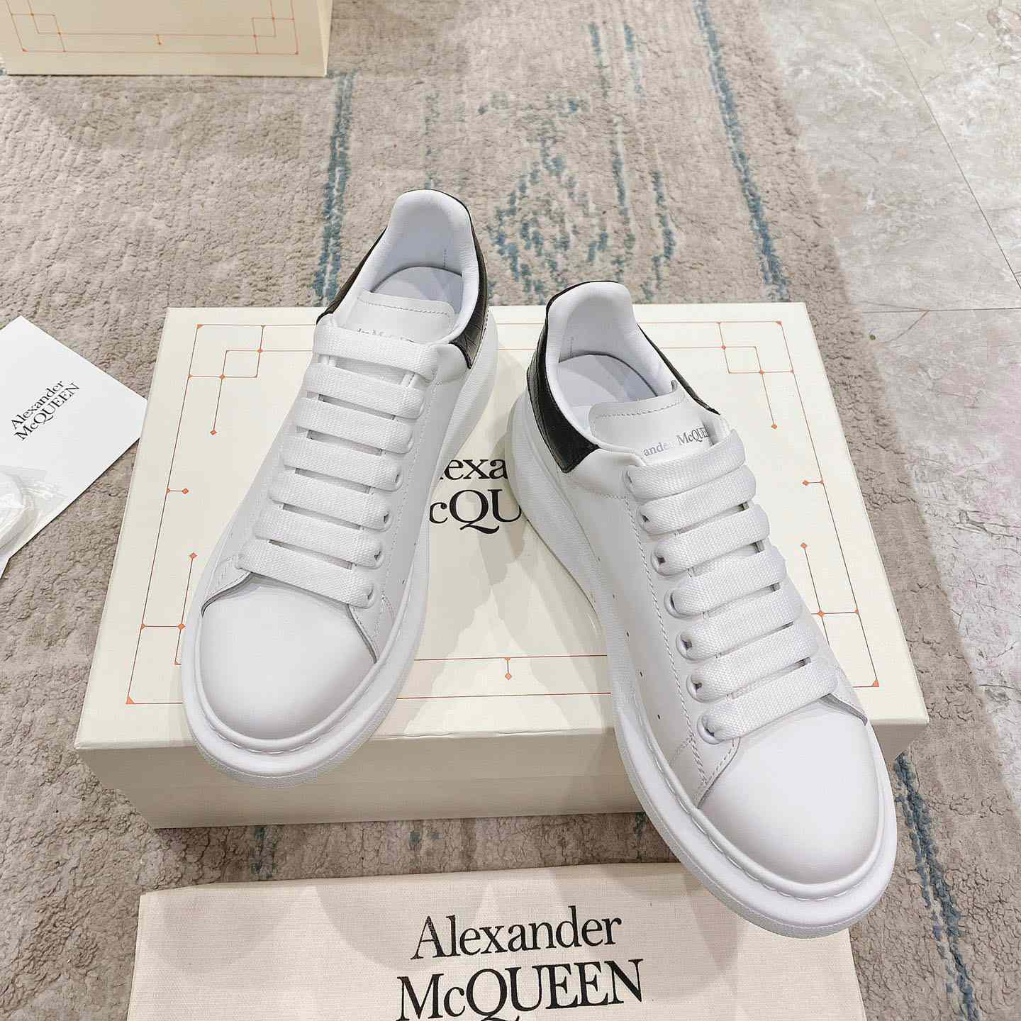 Alexander Mqueen Oversized Sneaker In White/Black - DopestKickz