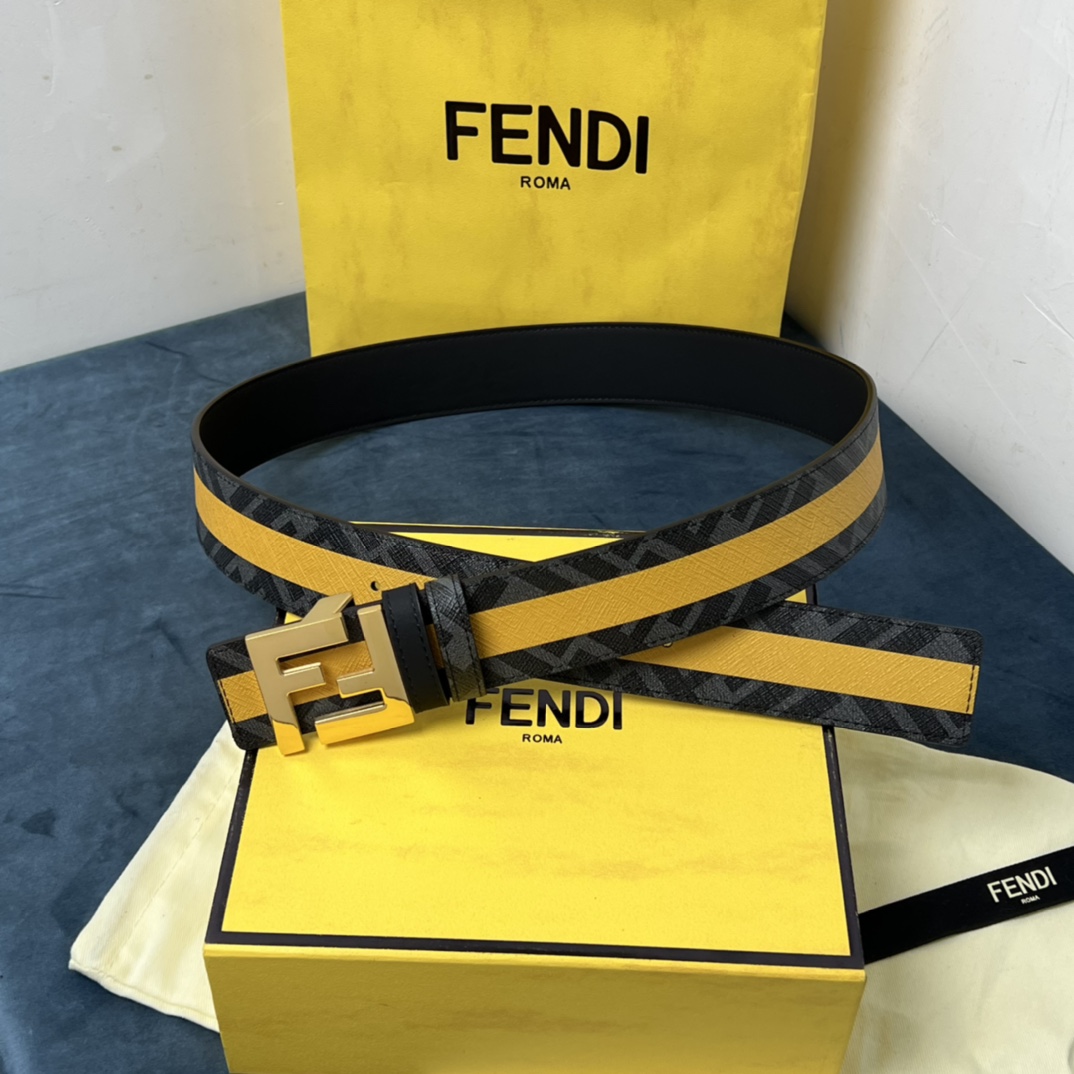 Fendi Reversible Black Leather Belt  - DopestKickz