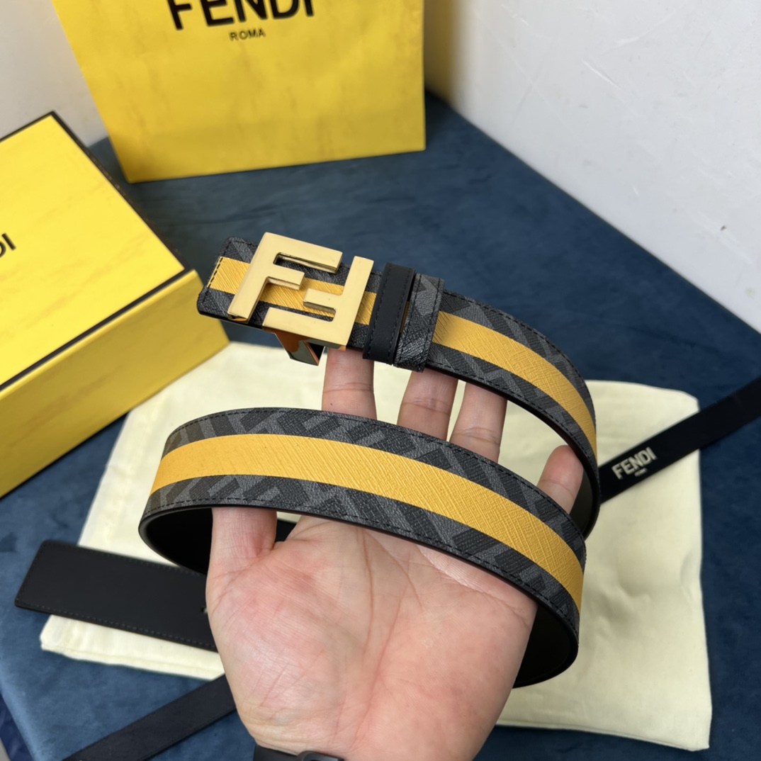 Fendi Reversible Black Leather Belt  - DopestKickz