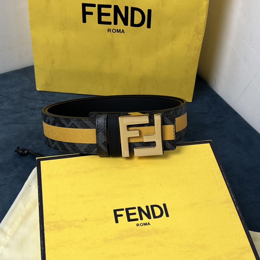Fendi Reversible Black Leather Belt  - DopestKickz