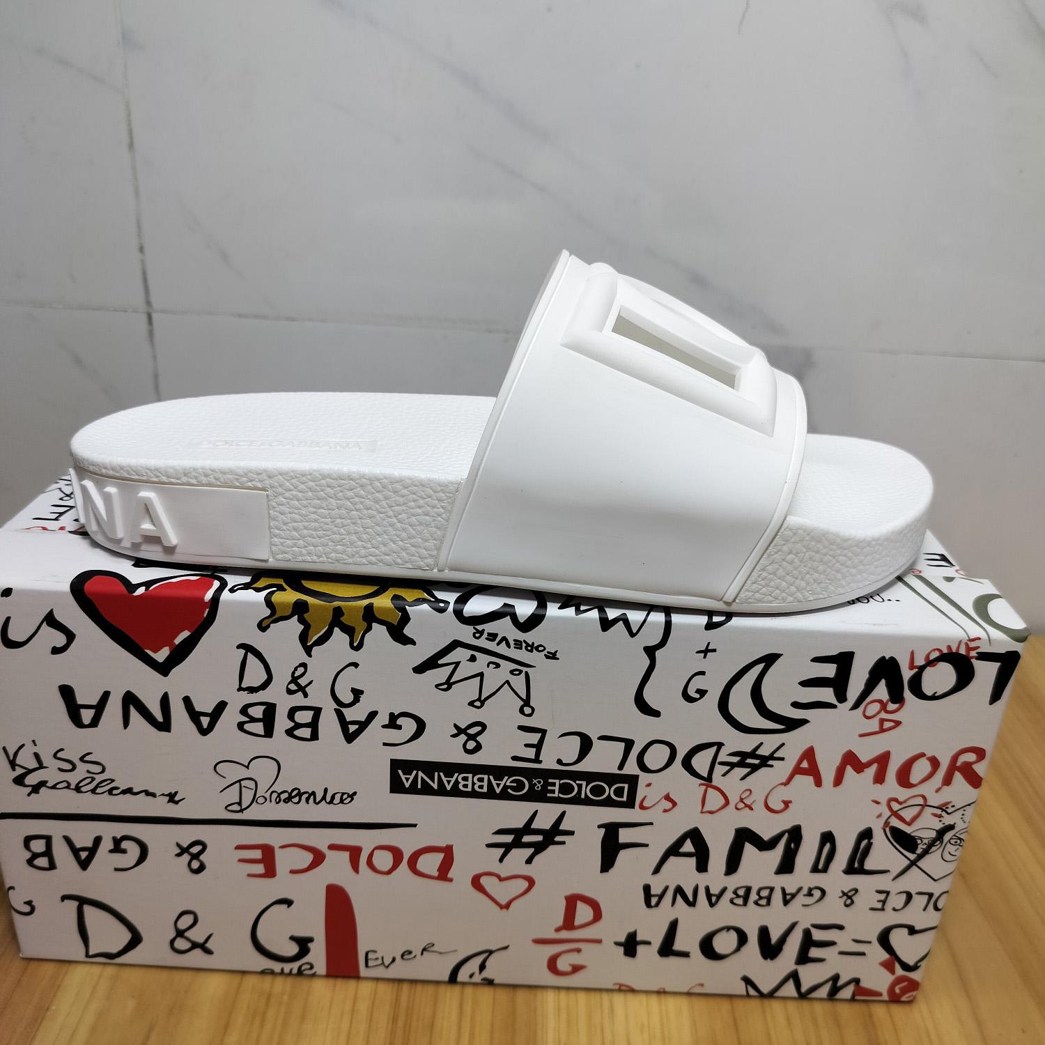 Dolce & Gabbana Rubber Beachwear Slides With DG Millennials Logo - DopestKickz