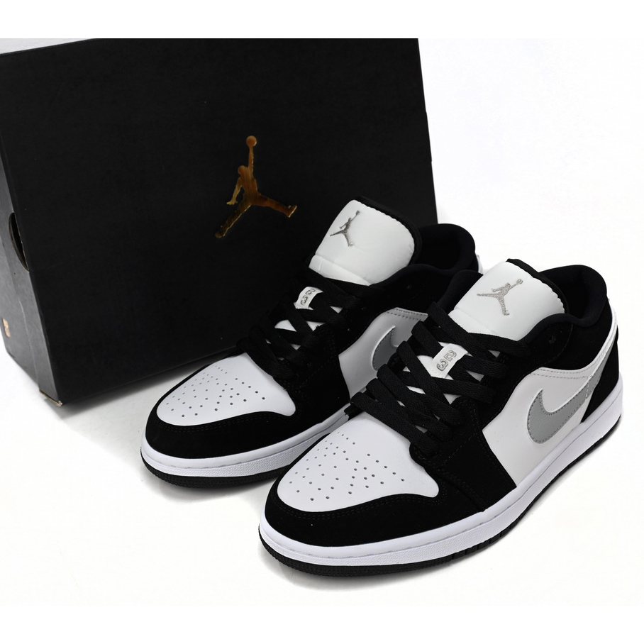 Air Jordan 1 Low Black and White Gray Sneaker    552780-018 - DopestKickz