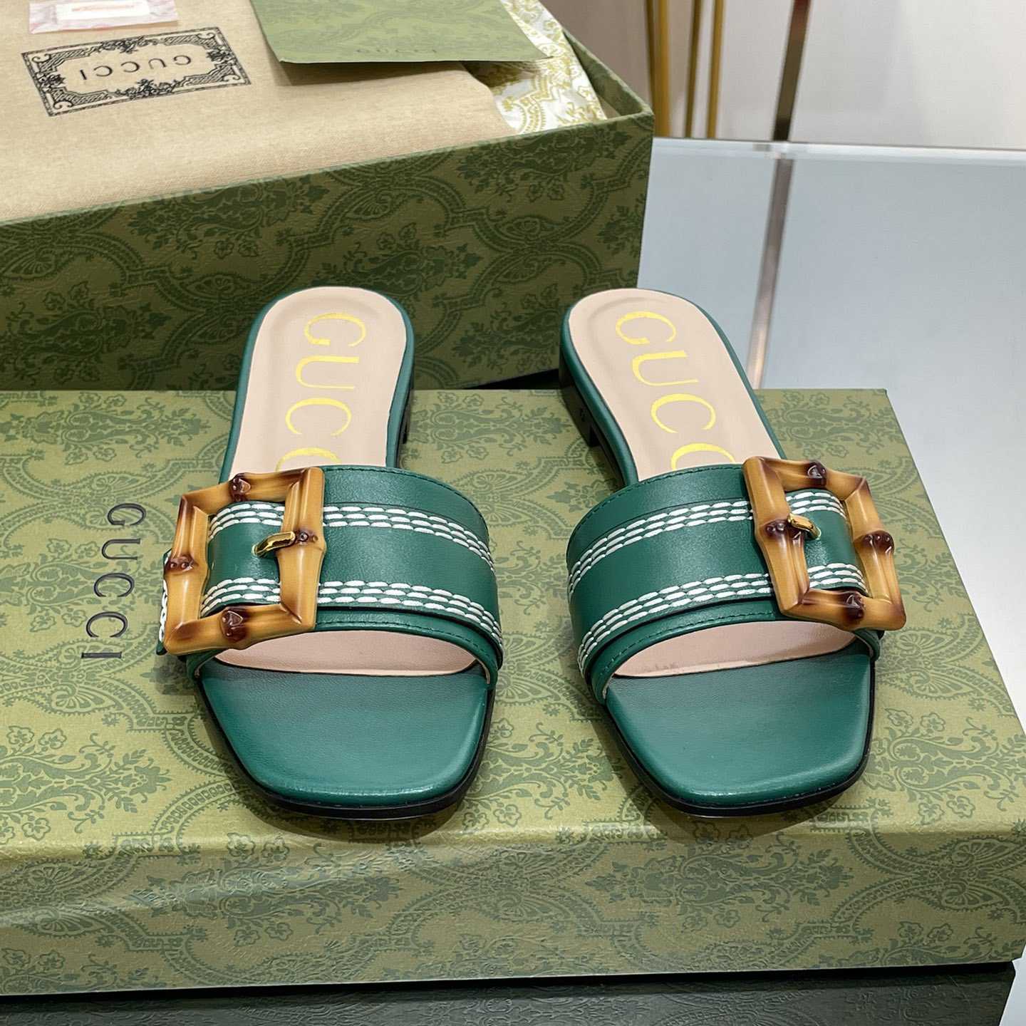 Gucci Women's Slide Sandal With Bamboo Buckle - DopestKickz