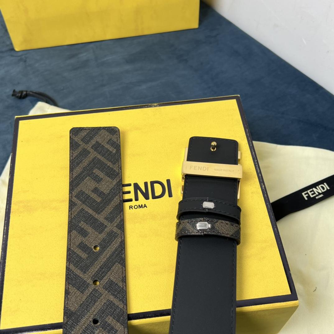 Fendi Reversible Black Leather Belt  - DopestKickz