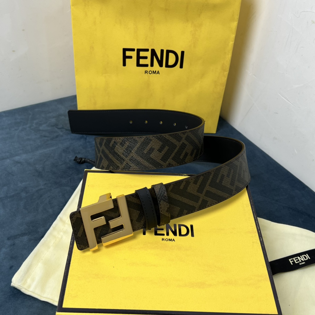 Fendi Reversible Black Leather Belt  - DopestKickz