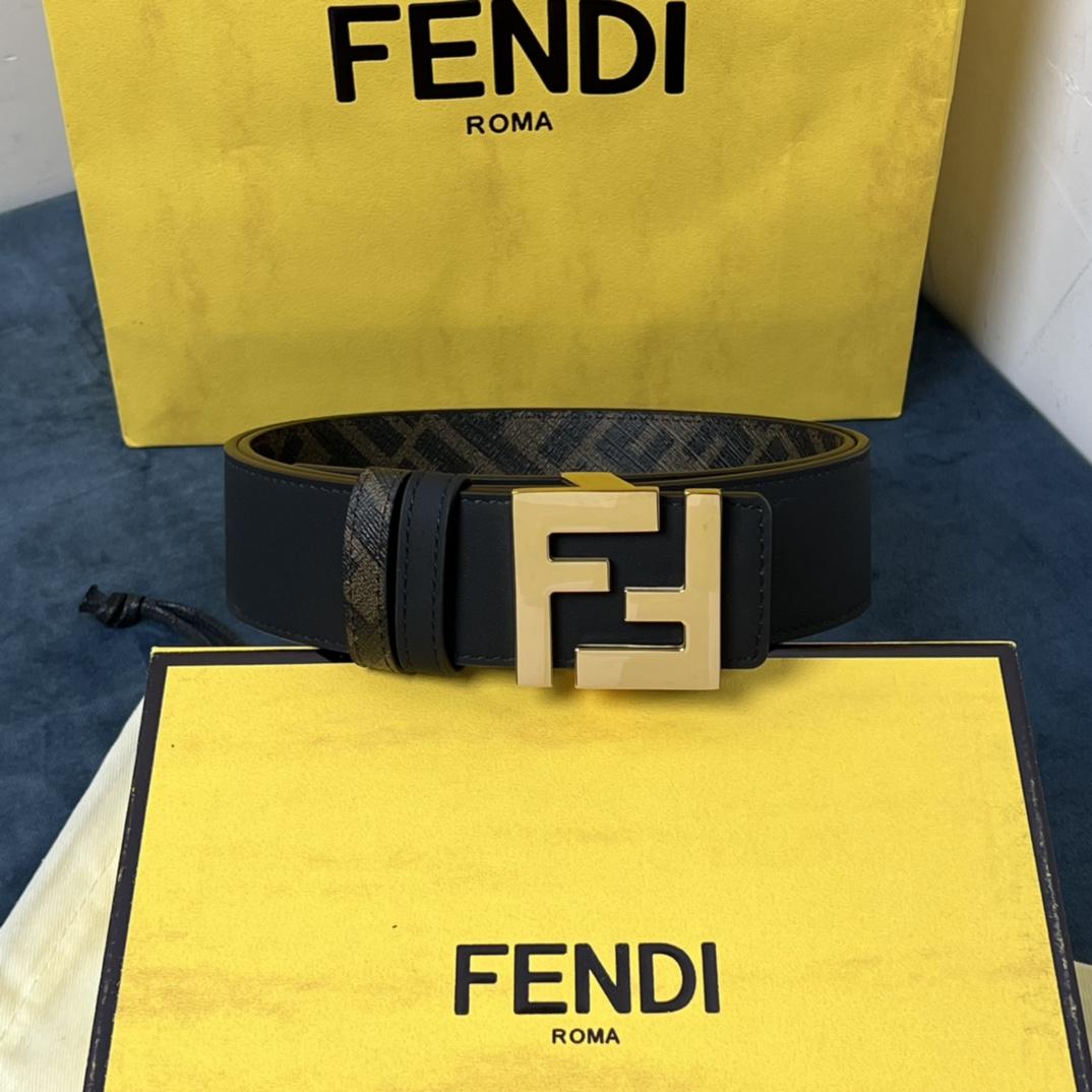 Fendi Reversible Black Leather Belt  - DopestKickz