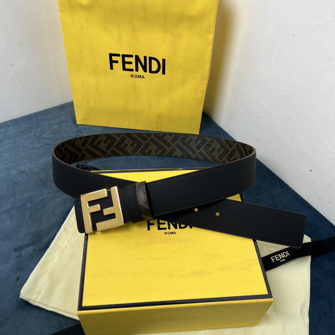 Fendi Reversible Black Leather Belt  - DopestKickz