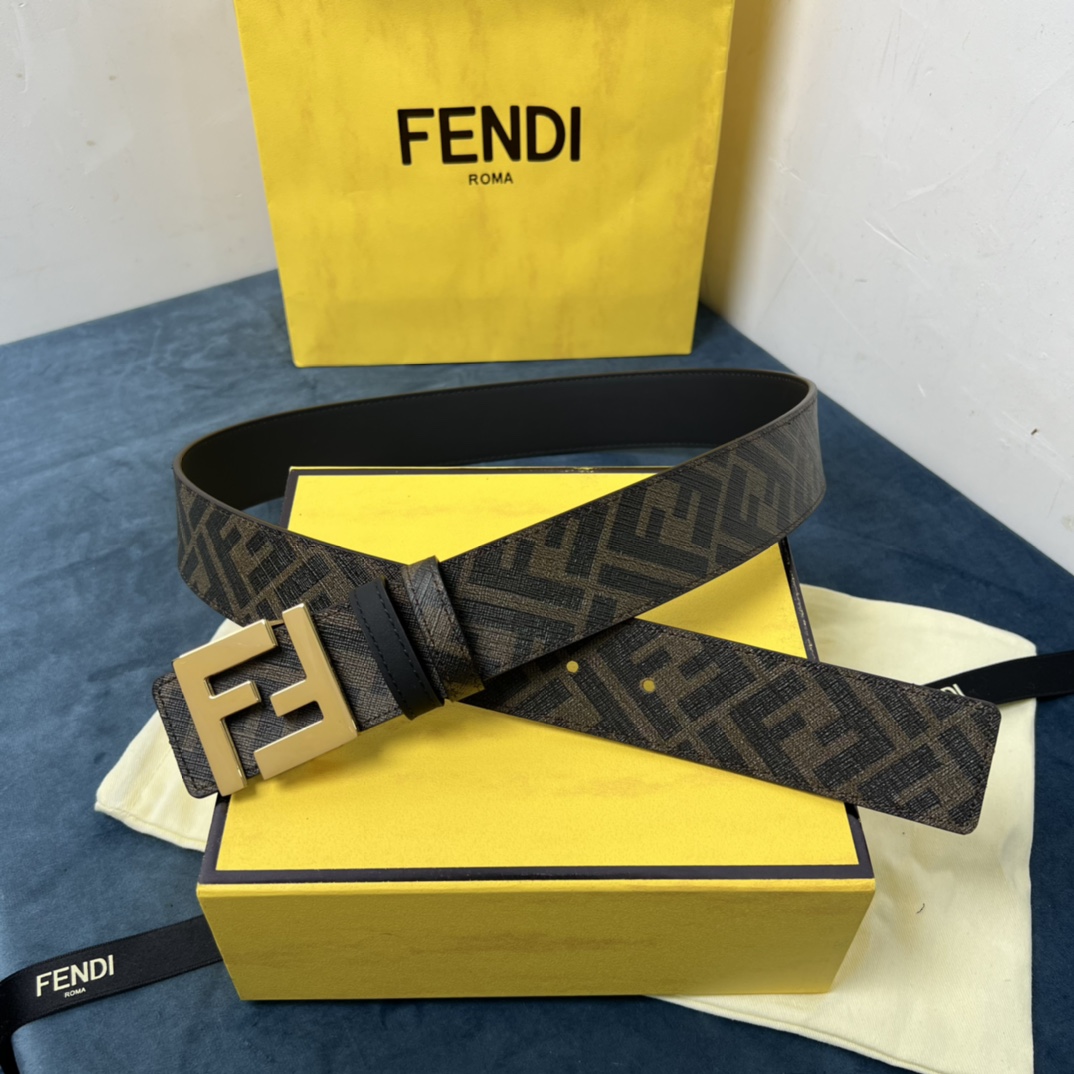 Fendi Reversible Black Leather Belt  - DopestKickz