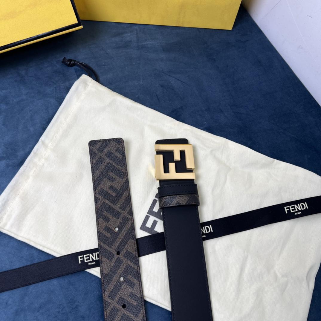 Fendi Reversible Black Leather Belt  - DopestKickz