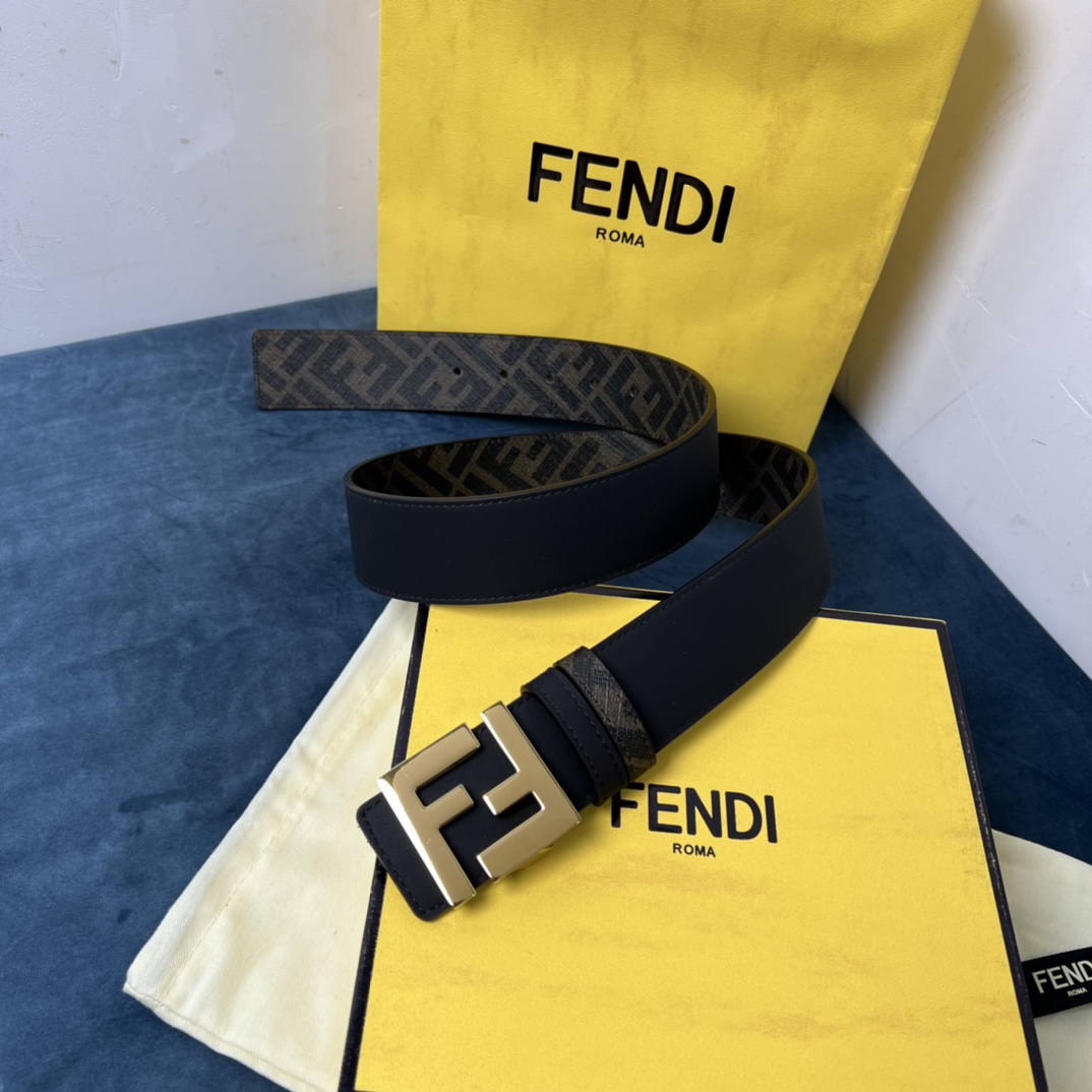 Fendi Reversible Black Leather Belt  - DopestKickz
