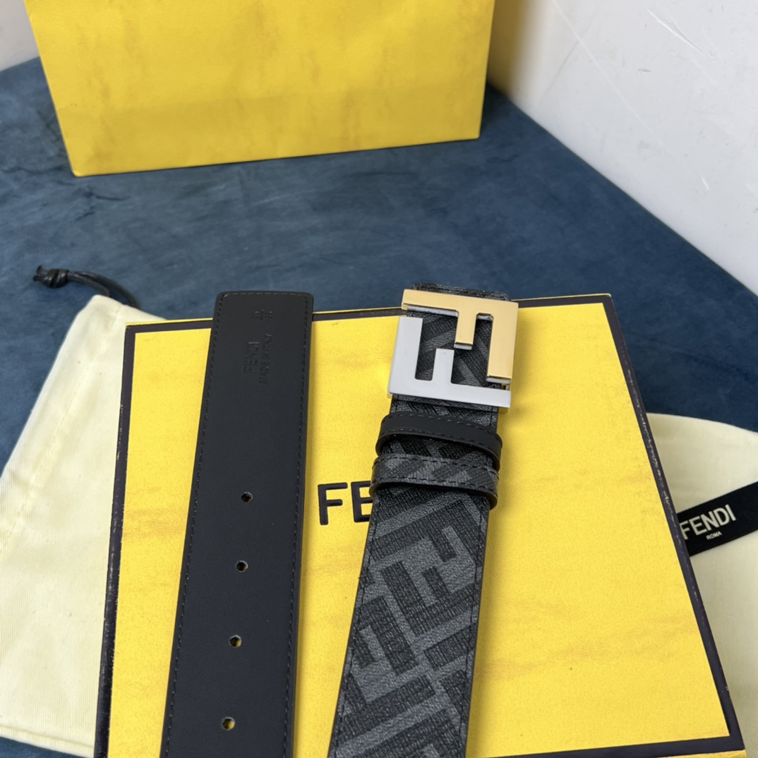 Fendi Reversible Black Leather Belt  - DopestKickz