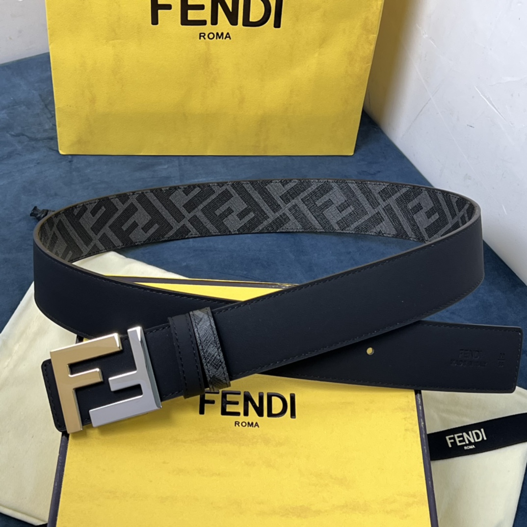 Fendi Reversible Black Leather Belt  - DopestKickz