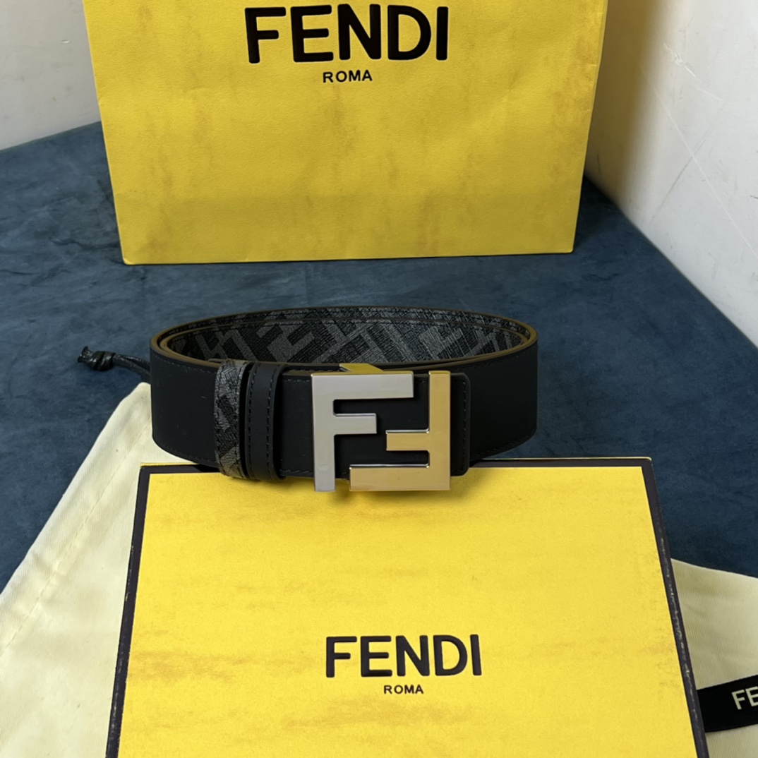 Fendi Reversible Black Leather Belt  - DopestKickz