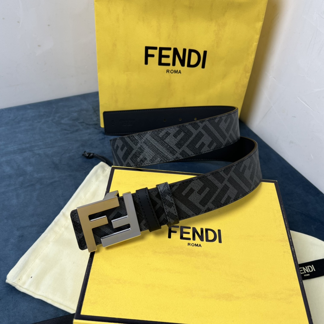Fendi Reversible Black Leather Belt  - DopestKickz