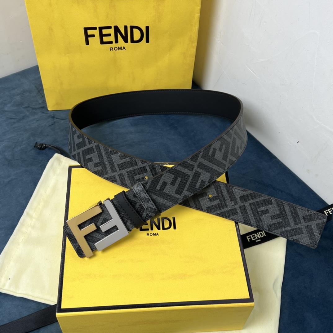 Fendi Reversible Black Leather Belt  - DopestKickz