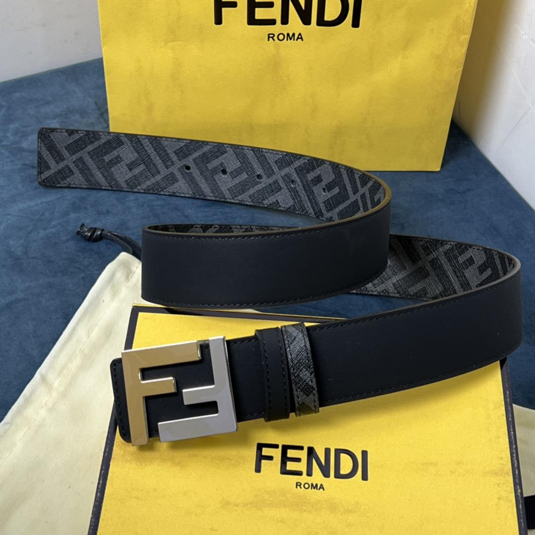 Fendi Reversible Black Leather Belt  - DopestKickz