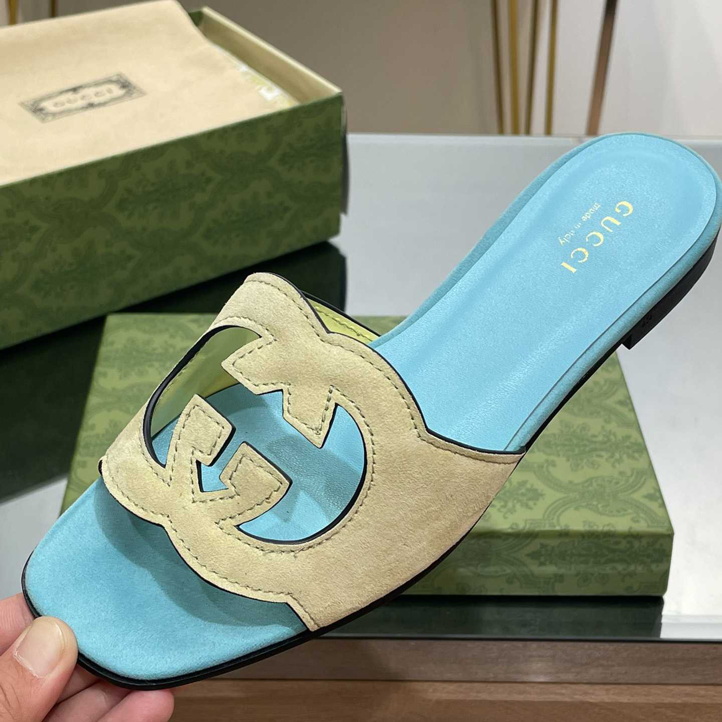 Gucci Women's Interlocking G Cut-out Slide Sandal - DopestKickz