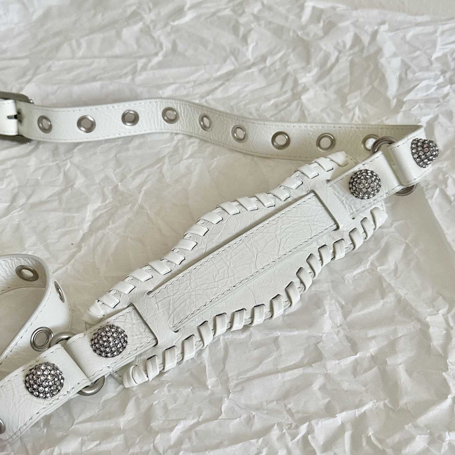 Balenciaga Women's Neo Cagole XS White Cross Body Bag(26×17.8×11.4cm) - DopestKickz