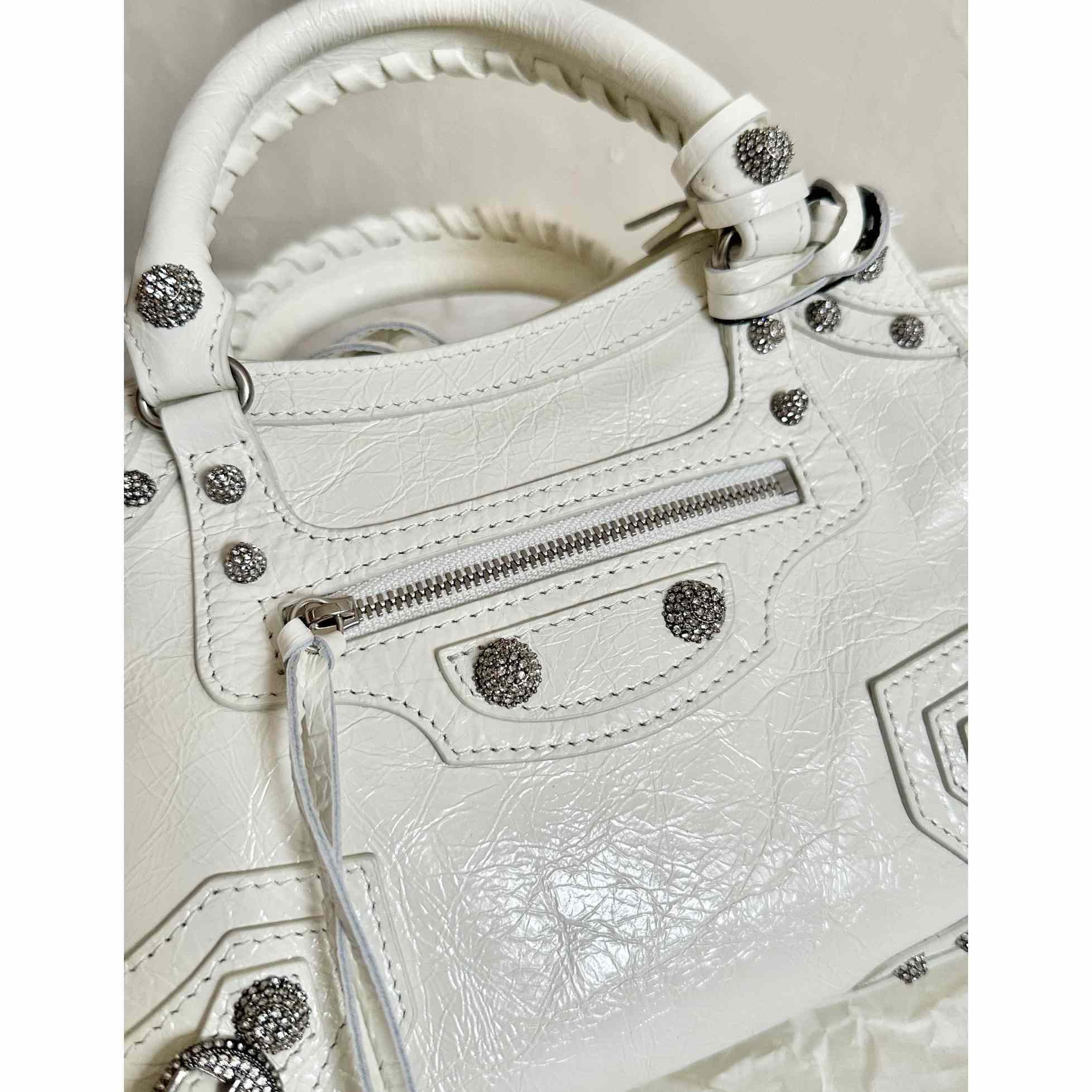Balenciaga Women's Neo Cagole XS White Cross Body Bag(26×17.8×11.4cm) - DopestKickz