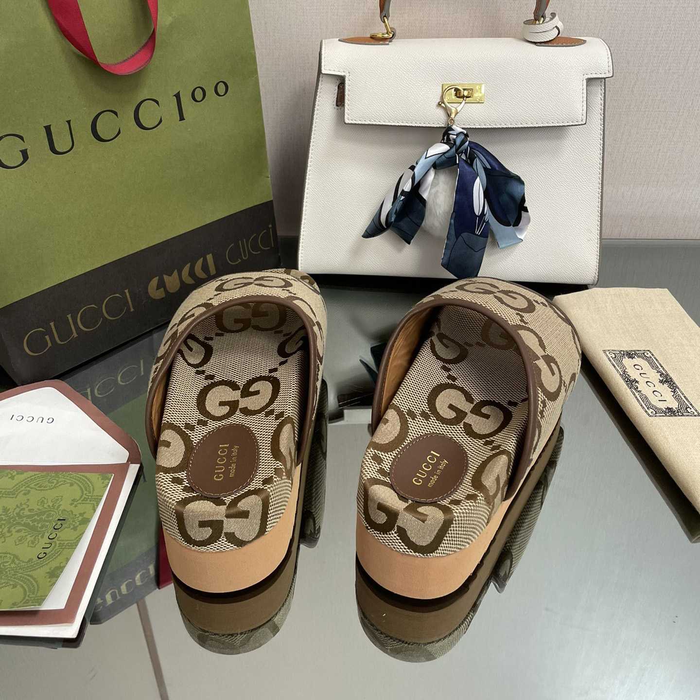 Gucci Women's Jumbo GG Platform Slide - DopestKickz