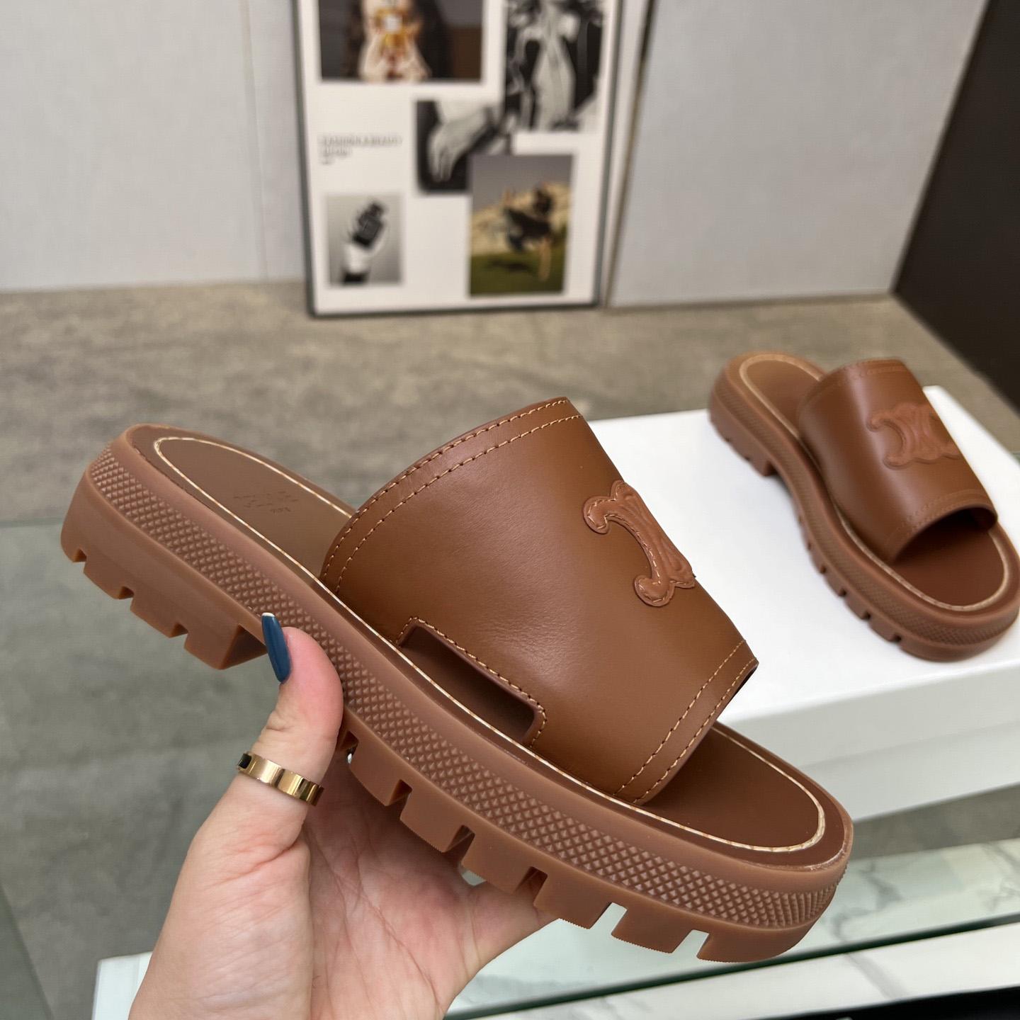 Celine Clea Triomphe Slide In Vegetable - Tanned Calfskin - DopestKickz