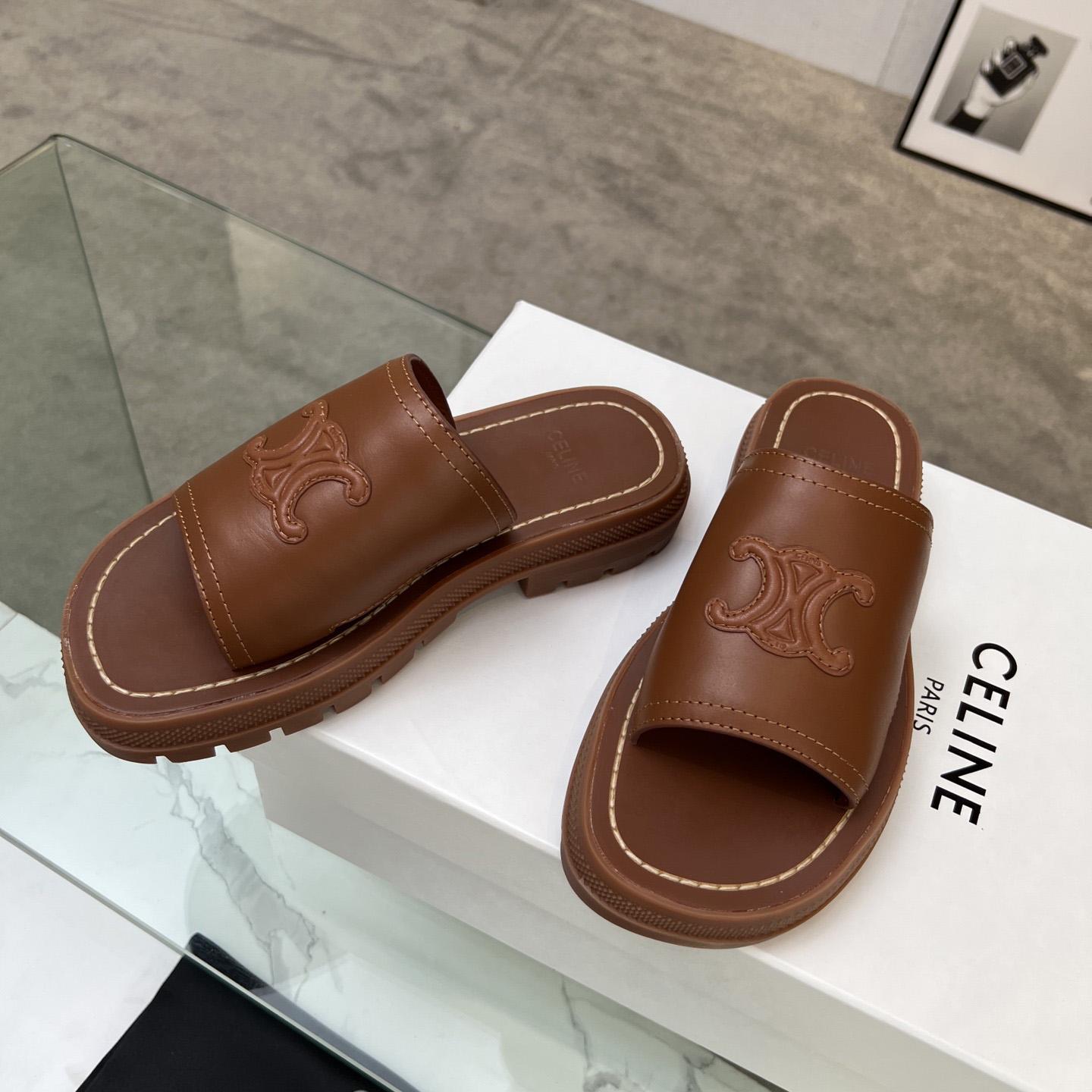 Celine Clea Triomphe Slide In Vegetable - Tanned Calfskin - DopestKickz