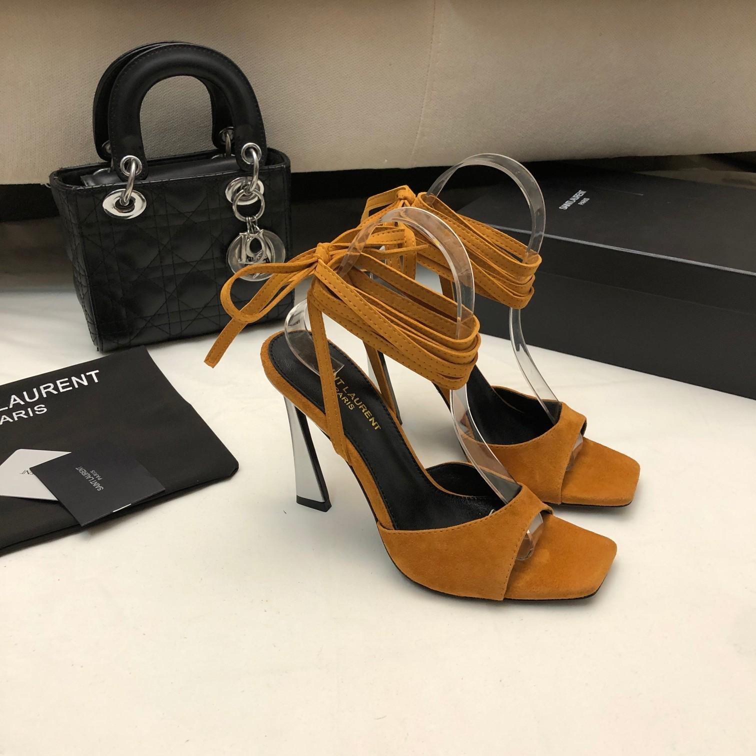 Saint Laurent Paz Sandals In Suede And Metallized Leather - DopestKickz