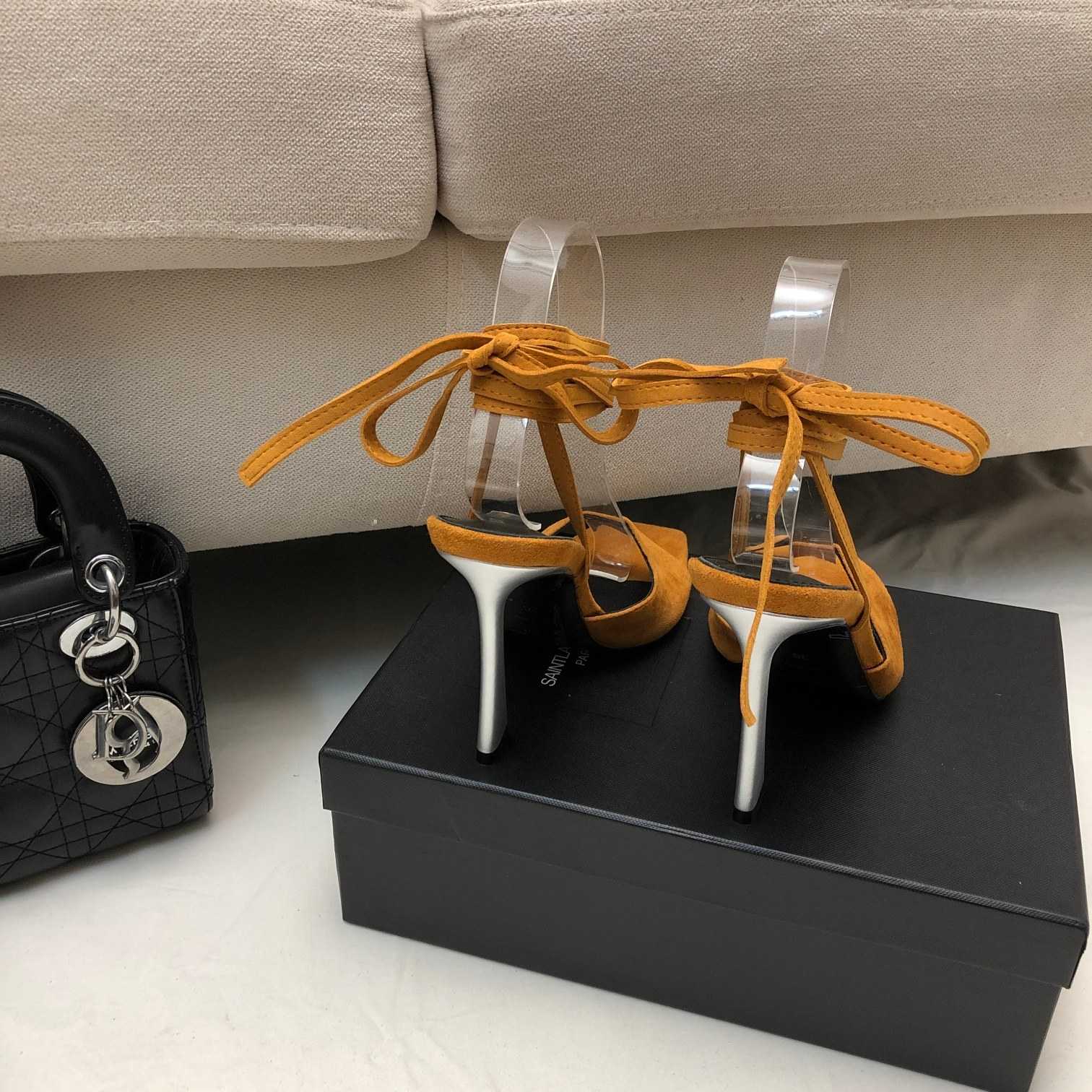 Saint Laurent Paz Sandals In Suede And Metallized Leather - DopestKickz