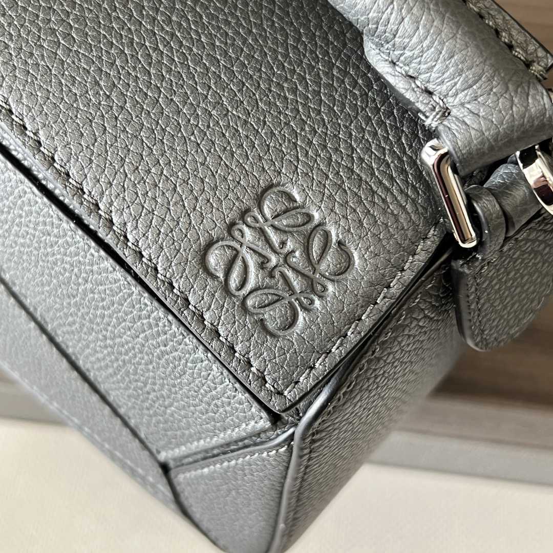 Loewe Small Puzzle Bag In Soft Grained Calfskin Grey Color - DopestKickz