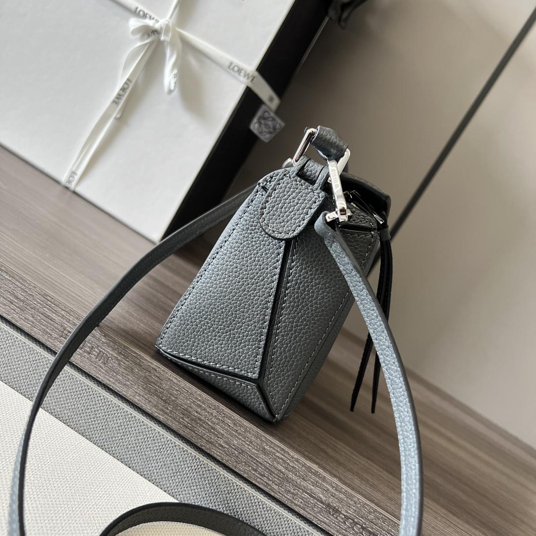 Loewe Small Puzzle Bag In Soft Grained Calfskin Grey Color - DopestKickz