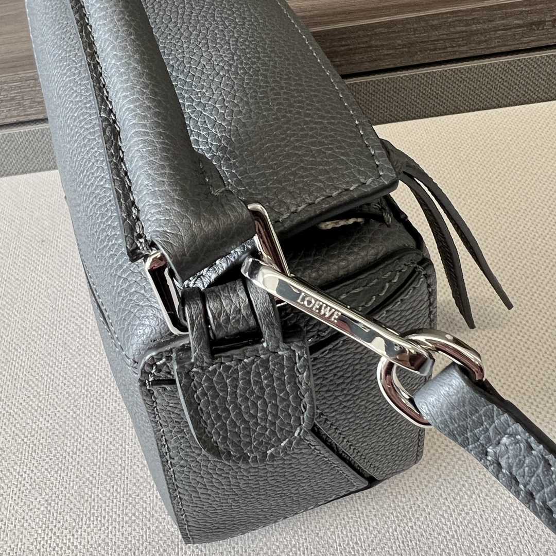 Loewe Small Puzzle Bag In Soft Grained Calfskin Grey Color - DopestKickz