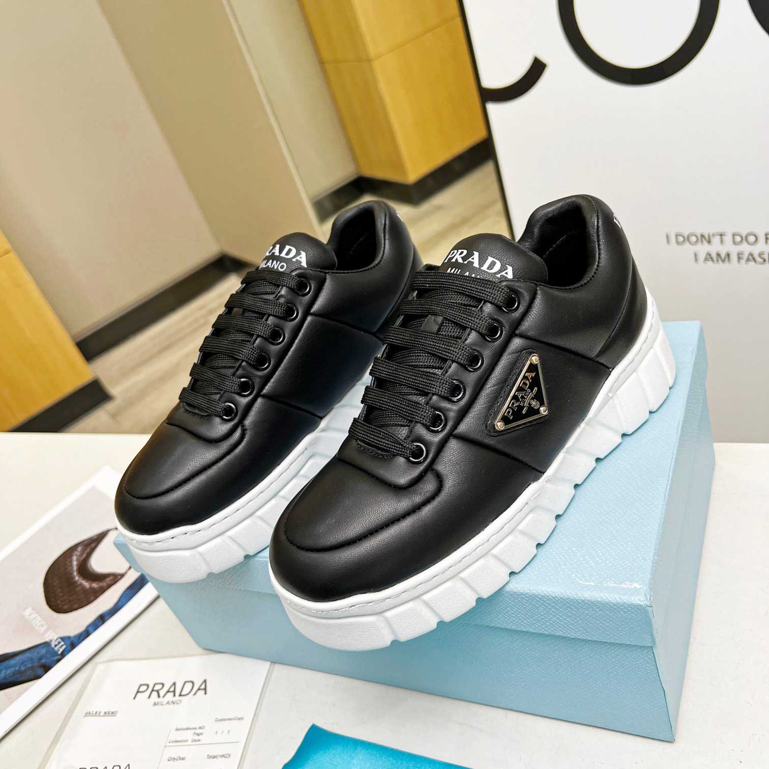 Prada Padded Nappa Leather Sneakers - DopestKickz