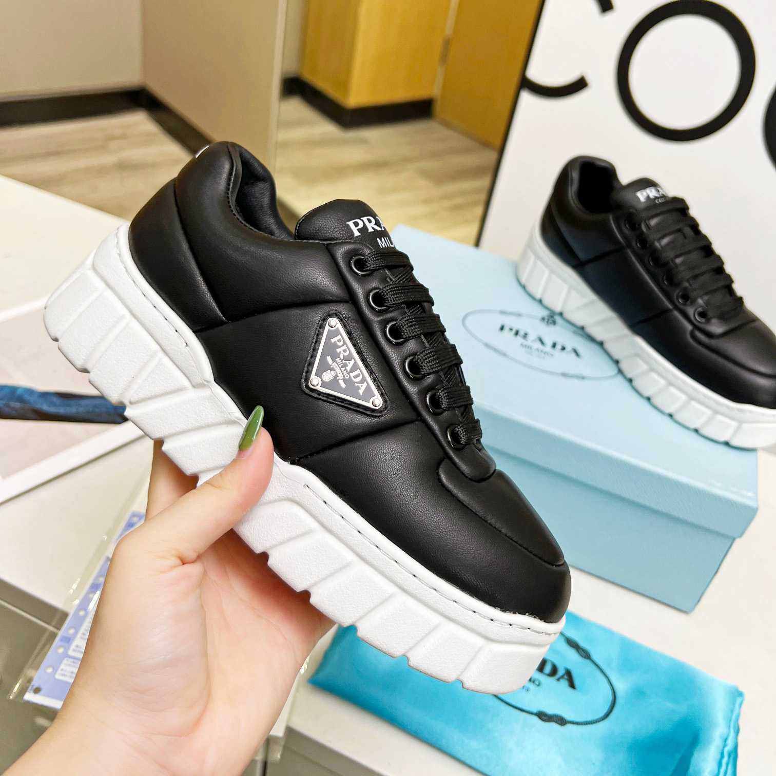 Prada Padded Nappa Leather Sneakers - DopestKickz
